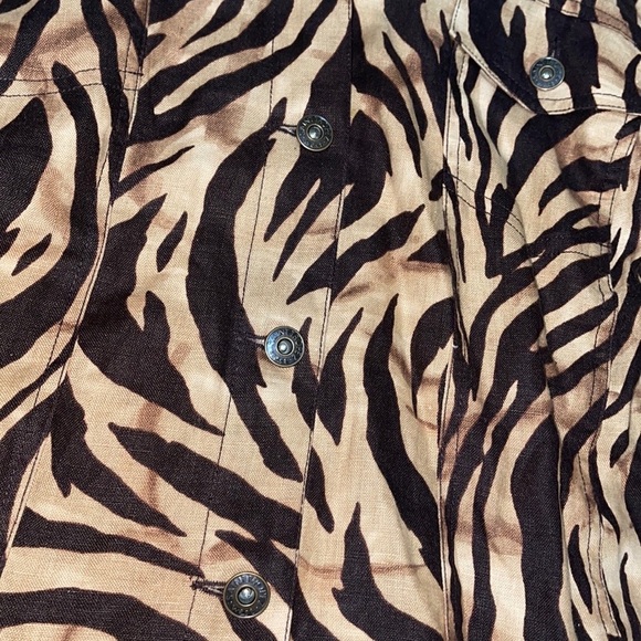 Womens Saint Tropez West Pure linen Brown Zebra Button Jacket - Picture 3 of 6
